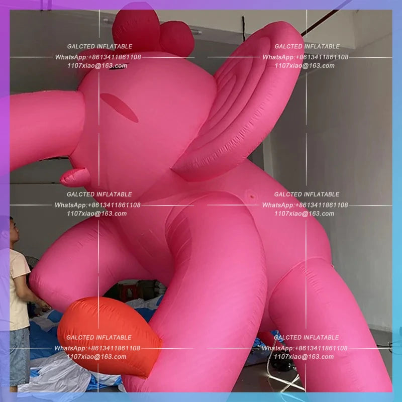 flowers long trunk elephant Inflatable elephant air model romantic pink takeclimb wall roof external facade lighting decoration