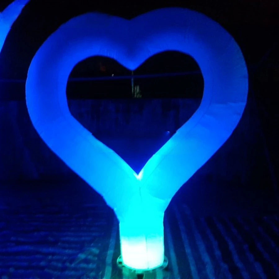 Valentine Decoration Changing led lighting Inflatable Heart model with base fan for Beautiful Romantic Wedding