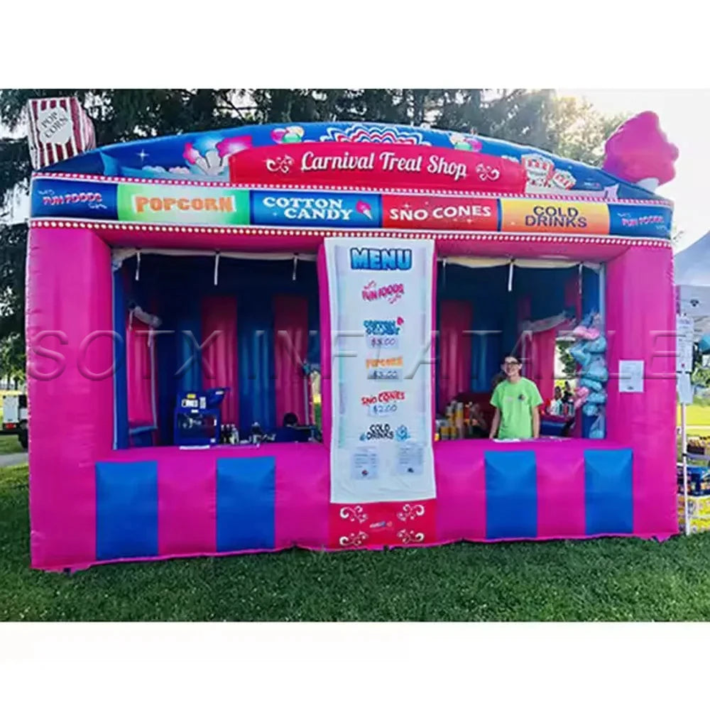 Store For Advertising Pink Inflatable Concession Stand Portable Carnival Inflatable Treat Shop Tent Stand Booth Candy Popcorn