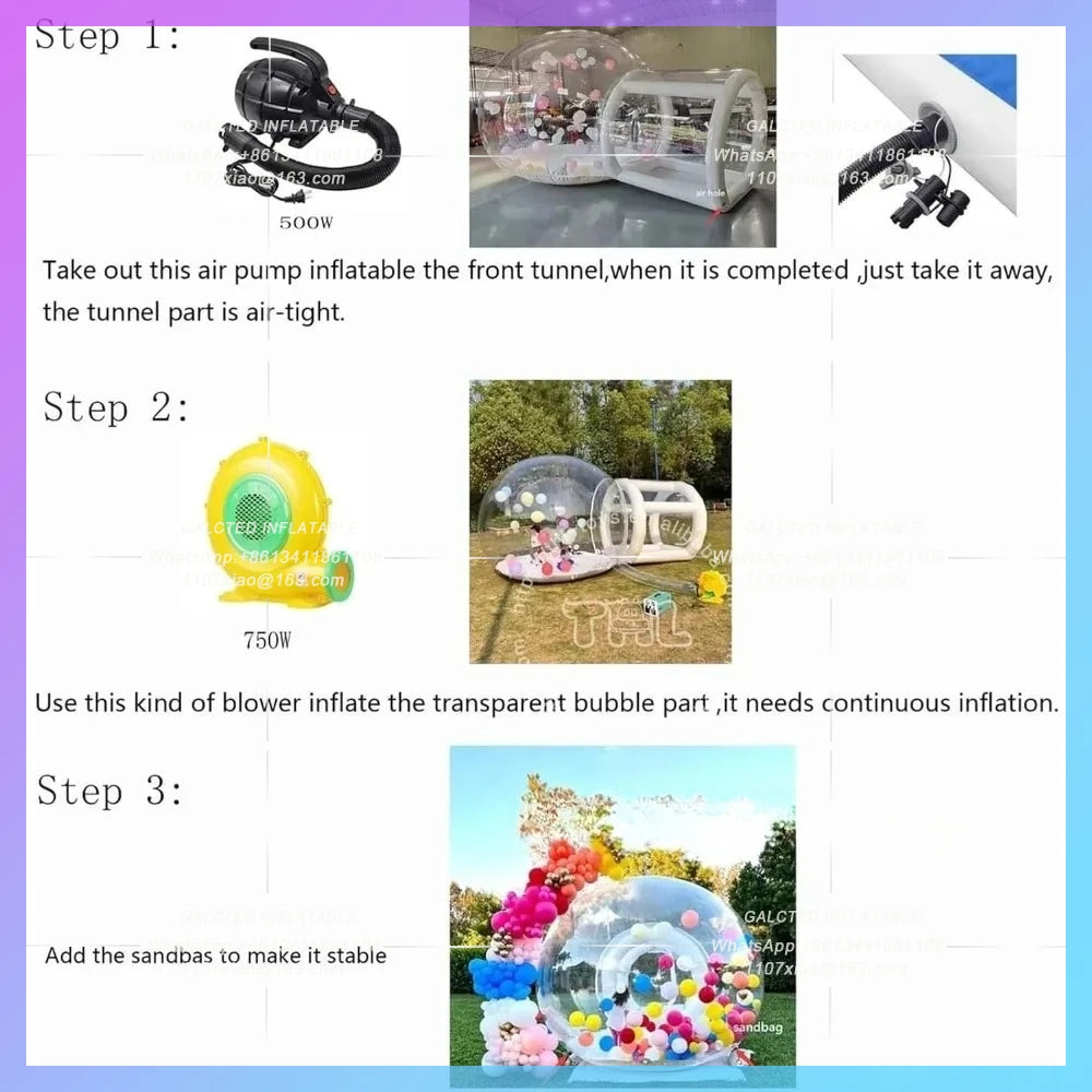 White Castle Jumping Trampoline 10FT Inflatable Bubble Balloon House Commercial PVC  Bubble Balloon Tent for Kids,Toddler