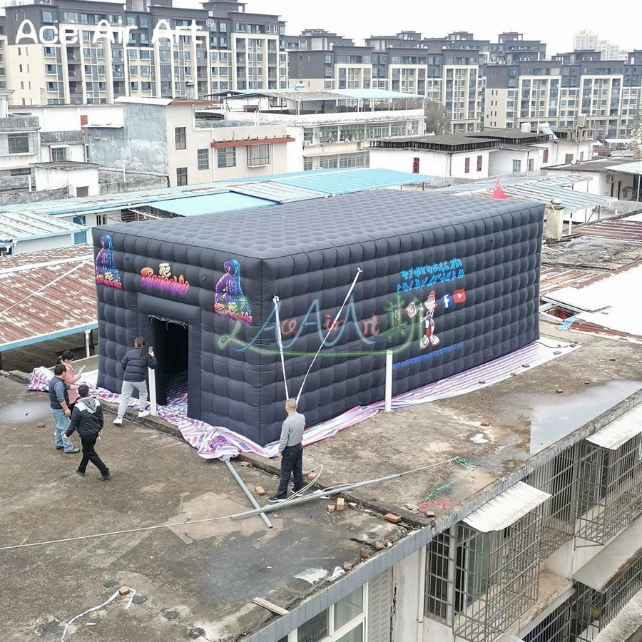 Screen For Outdoor Events 2023 Customized Giant Inflatable Black Cinema Tent Model Movie Tunnel Inflatable Marquee With