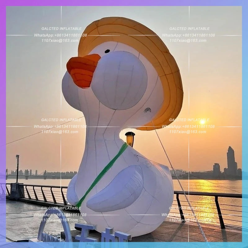 duck doll for food restaurant Giant inflatable white duck cartoon advertising park night decoration