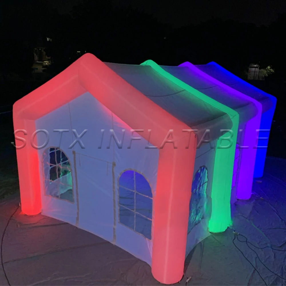 LED Light Strip Customized Large White Inflatable Wedding Tent Blow Up Party Center Event Station Tunnel Marquee With 1Free Logo