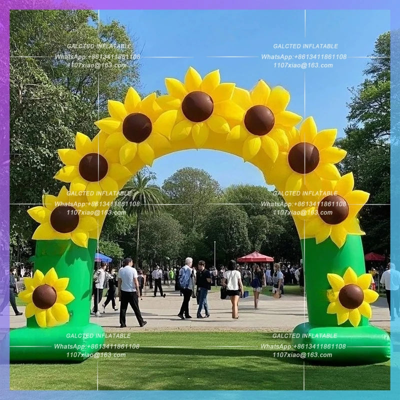 yellow ballon chrysanthemum 3X4M inflatable sunflower arch outdoor park advertising decoration