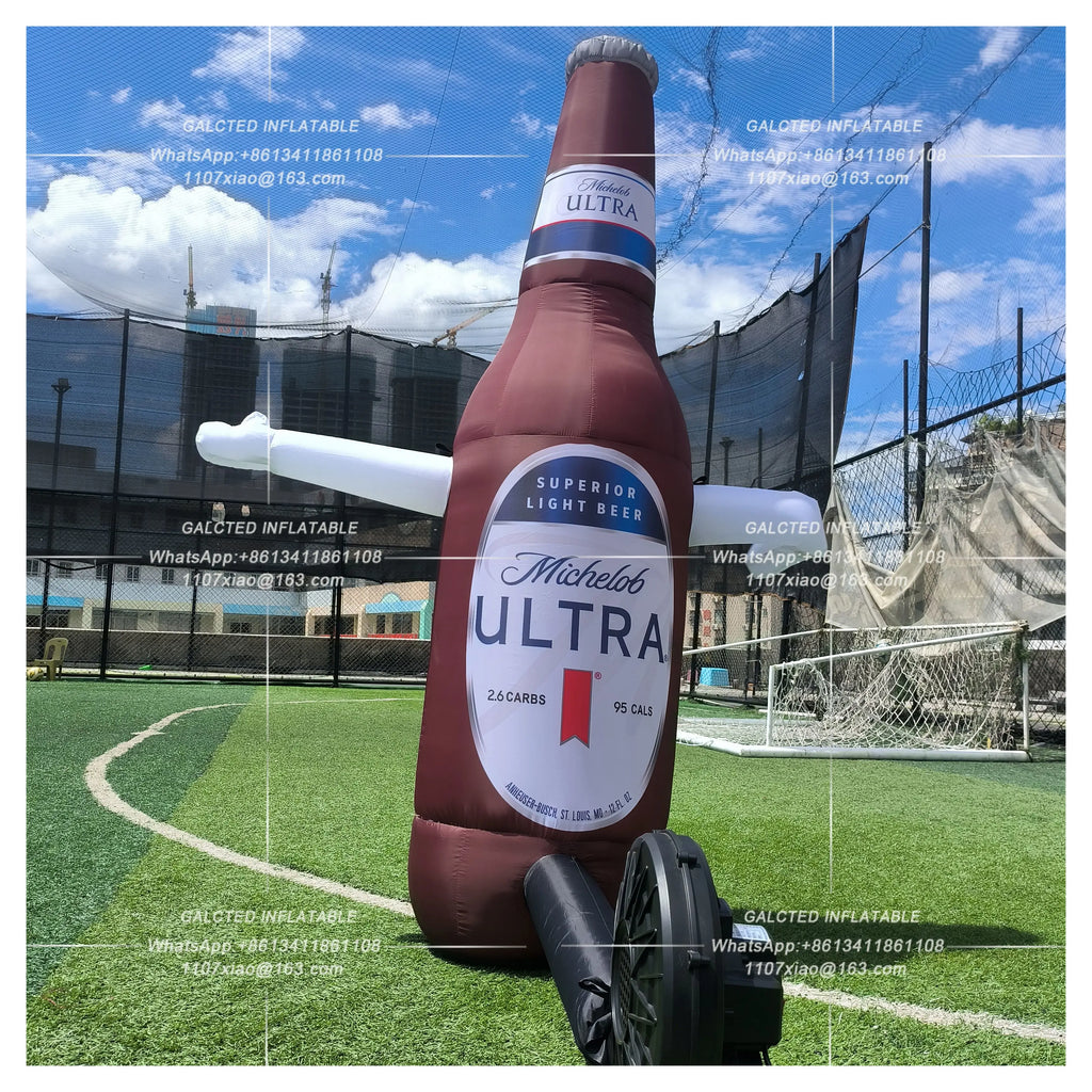 Inflatable Beer Bottle With Blower Giant Outdoor Advertising Display For Grand Opening And Sports Event