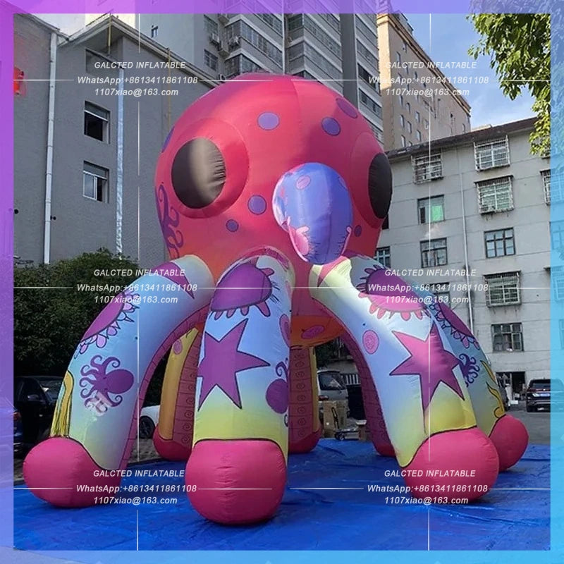 creative graffiti IP Inflatable cartoon Pink Octopus Arch model Theme Park Mall Bar drainage decoration