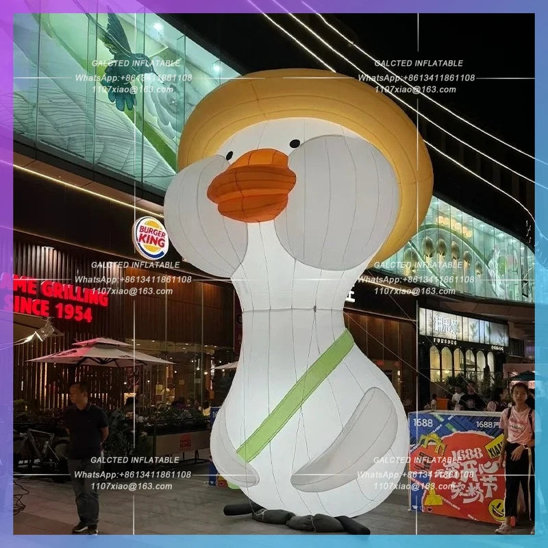 duck doll for food restaurant Giant inflatable white duck cartoon advertising park night decoration