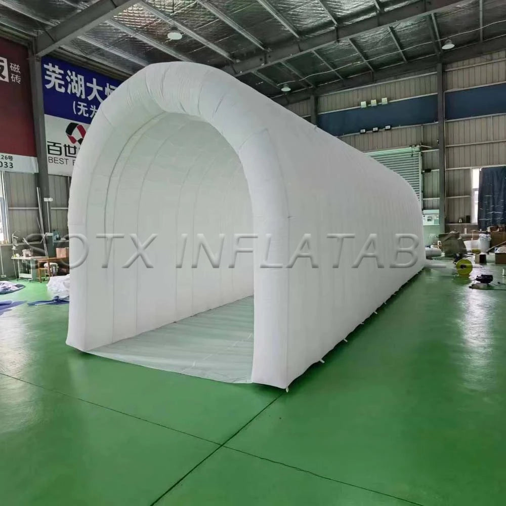 For Events Party Sale Customized 8m Long Giant White Inflatable Tunnel Tent With Colorful Led Lights Blow Up Winter Igloo Dome