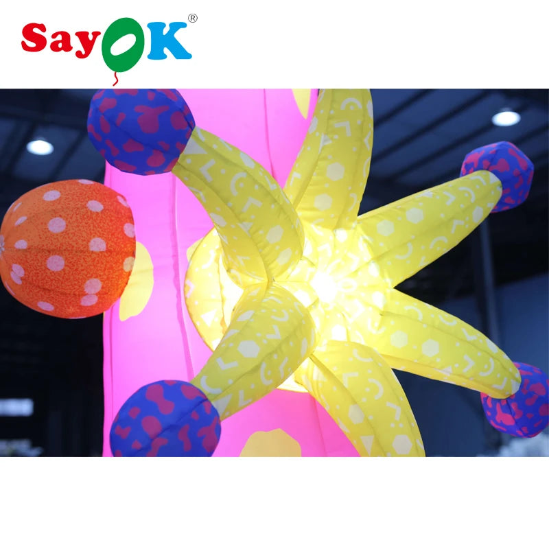 3mH Inflatable Flower Ground Lighting Flower with White Lights for Christmas/Halloween/Party Decoration