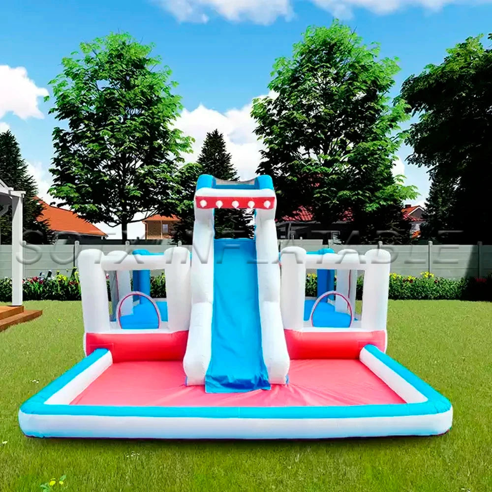 Jump Castle Bouncer Backyard Shark Animal Commercial Inflatable Water Slide With Pool For Kids Big Bounce House Jumper Bouncy