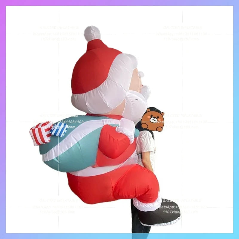 christmas festive decoration new year Walking move inflatable santa claus backpack old man parade cartoon man