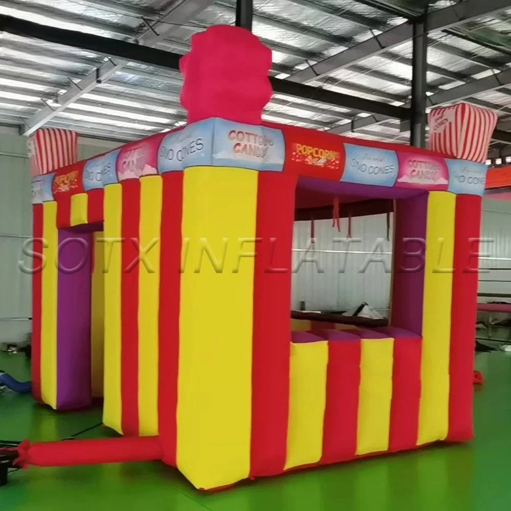 Booth Beach Bar Best Red Yellow Inflatable Popcorn Cotton Candy Concession Stand Tent Inflatable Carnival Treat Shop Fun Foods