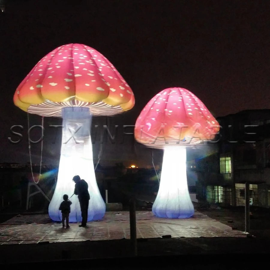 DJ decoration Wonderful Plant Decoration Model Inflatable Mushroom 6m H Mushroom with Led Lights for