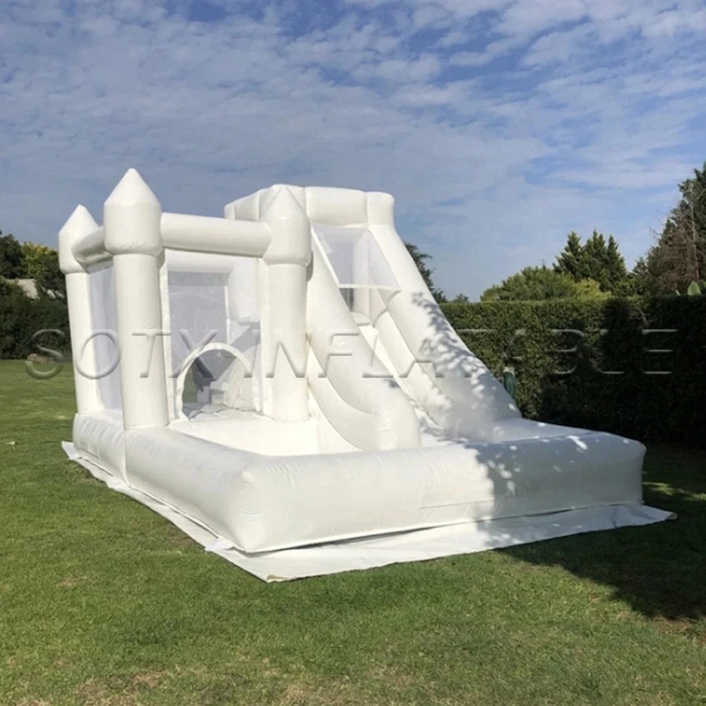 Pool And Slide For fun 3 In 1 green White pink Inflatable Bounce Castle Jumper Bouncer Jumping House Combo With Balls