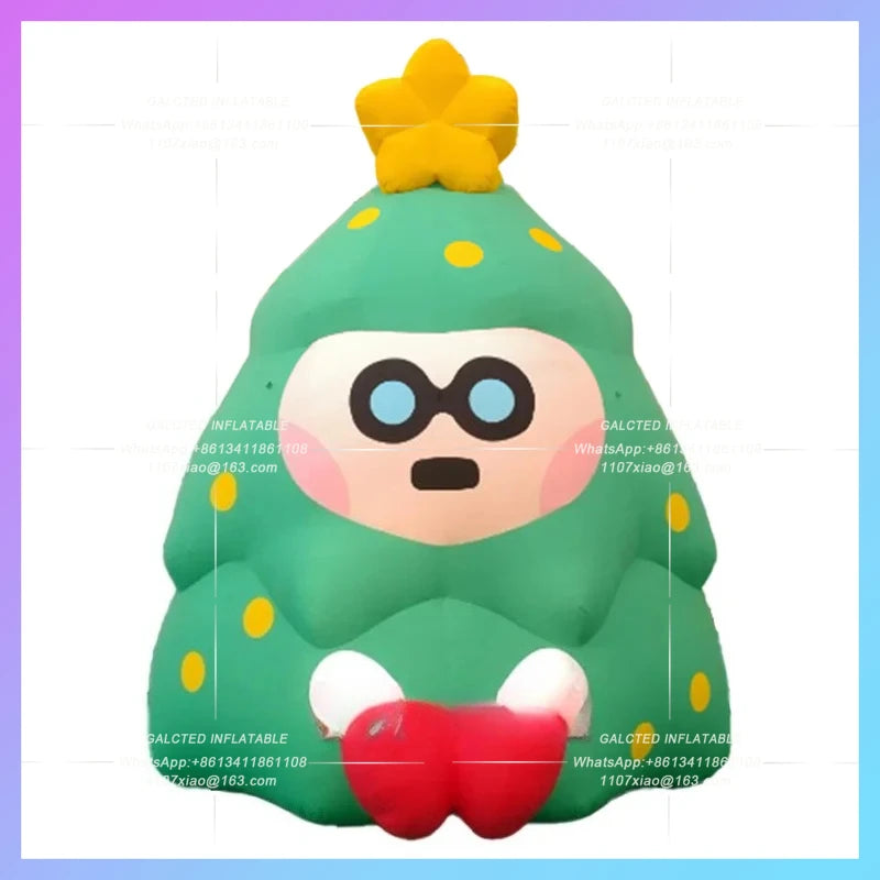 new year decoration music party prop White led light cartoon christmas tree green cartoon man
