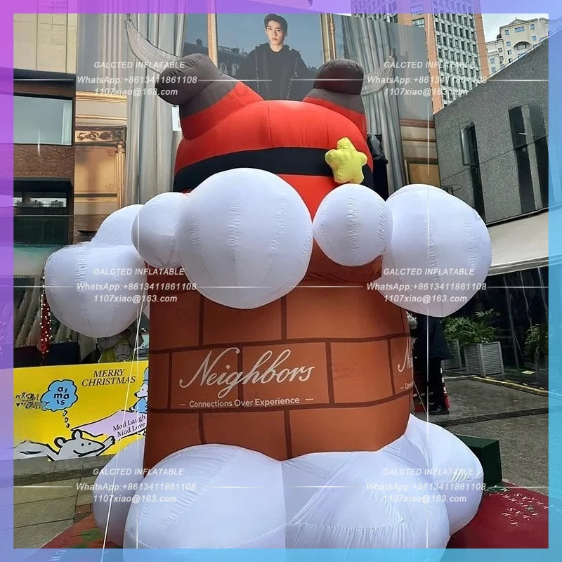 christmas gift for festival decoration Giant inflatable santa claus chimney