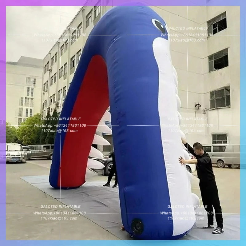 inflatable shark arch Customize ocean  blue/green/red/yellow/pink balloon animal archway decoration