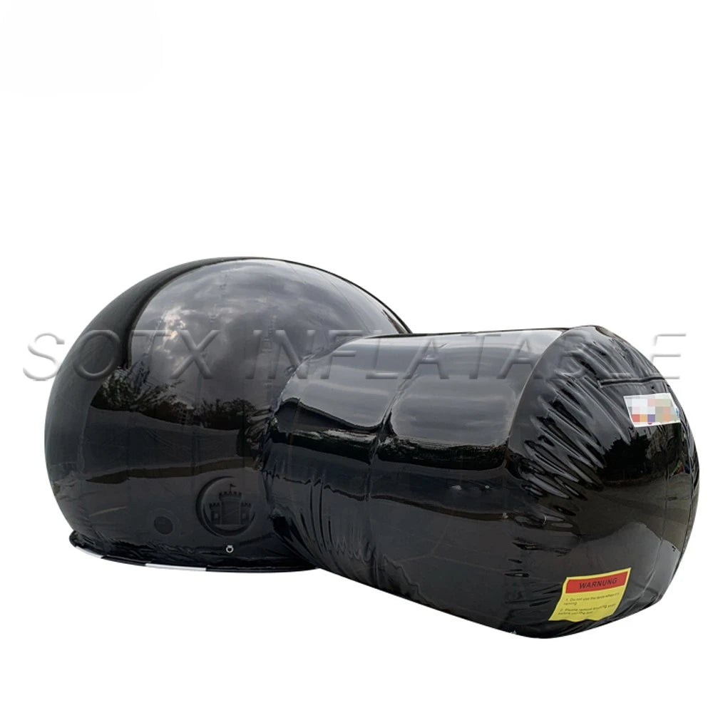 Free Air Blower Beautiful 5m Inflatable Bubble Tent With Tunnel Black Transparent Clear Dome Hotel For Outdoor Camping