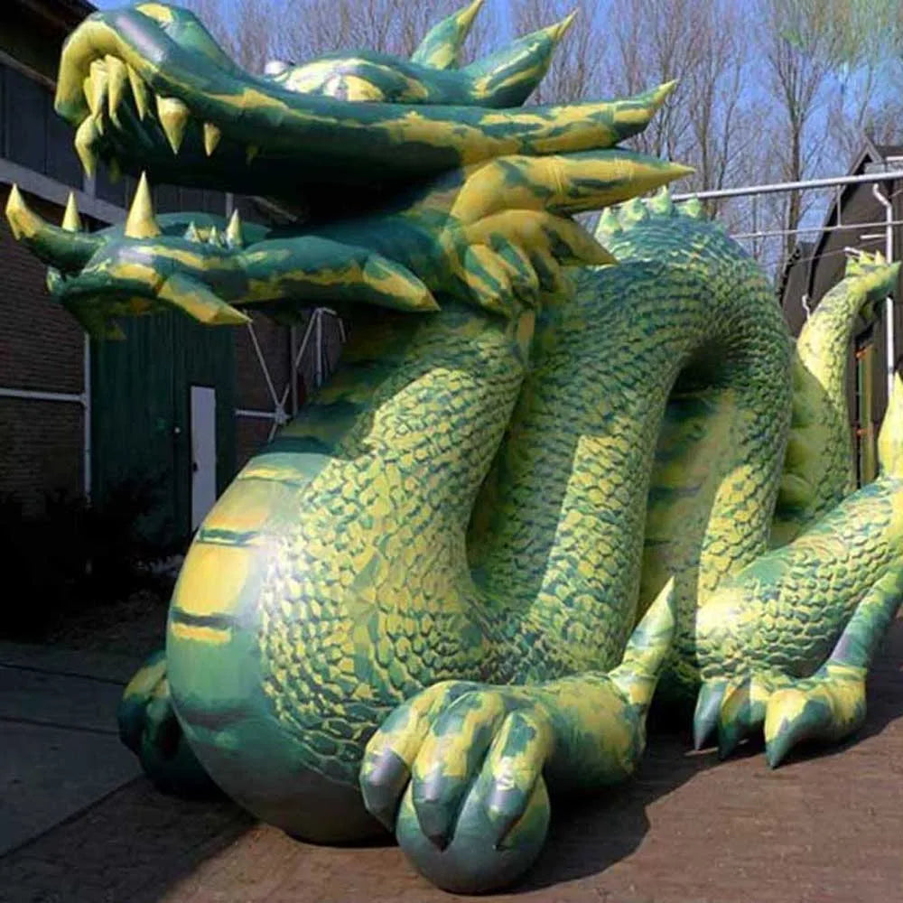 Model For Holiday Decoration 10m Green Giant Inflatable Wood Dragon Traditional Inflatable Chinese Dragon Cartoon Mascot