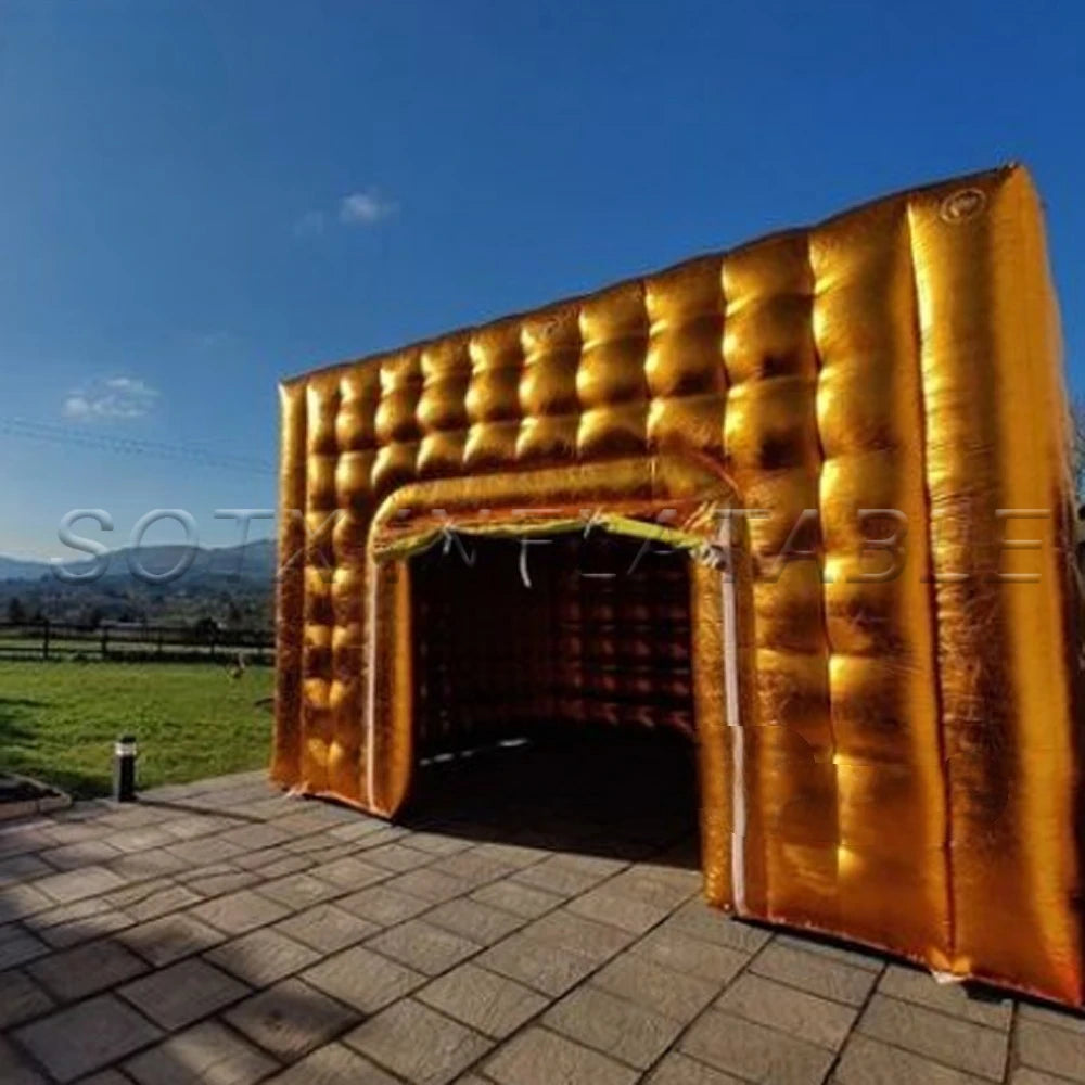 Camping Outdoor Decoration Gaint Customize Gold/Sliver Blow Up Inflatable Cube Tent With Factory Price For Wedding Party Events