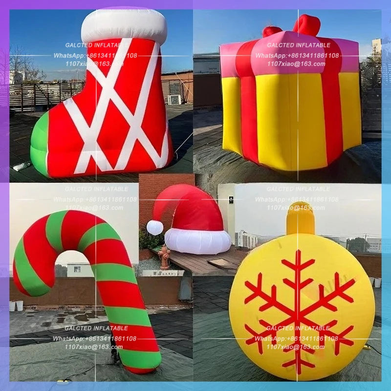 inflatable hat sock gift box Huge christmas cane ball for new year celebration decoration