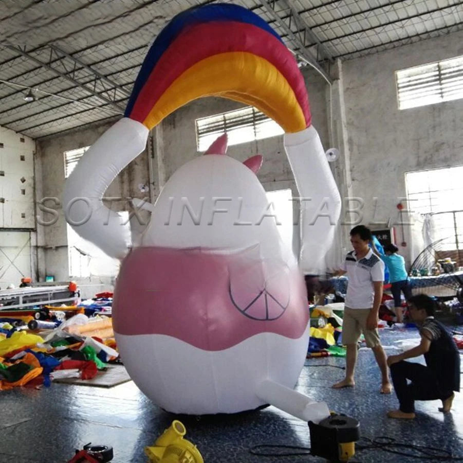Cat Replica for Popular Inflatable Cat Cartoon Model Holding Rainbow for Advertising Inflatable Cartoon