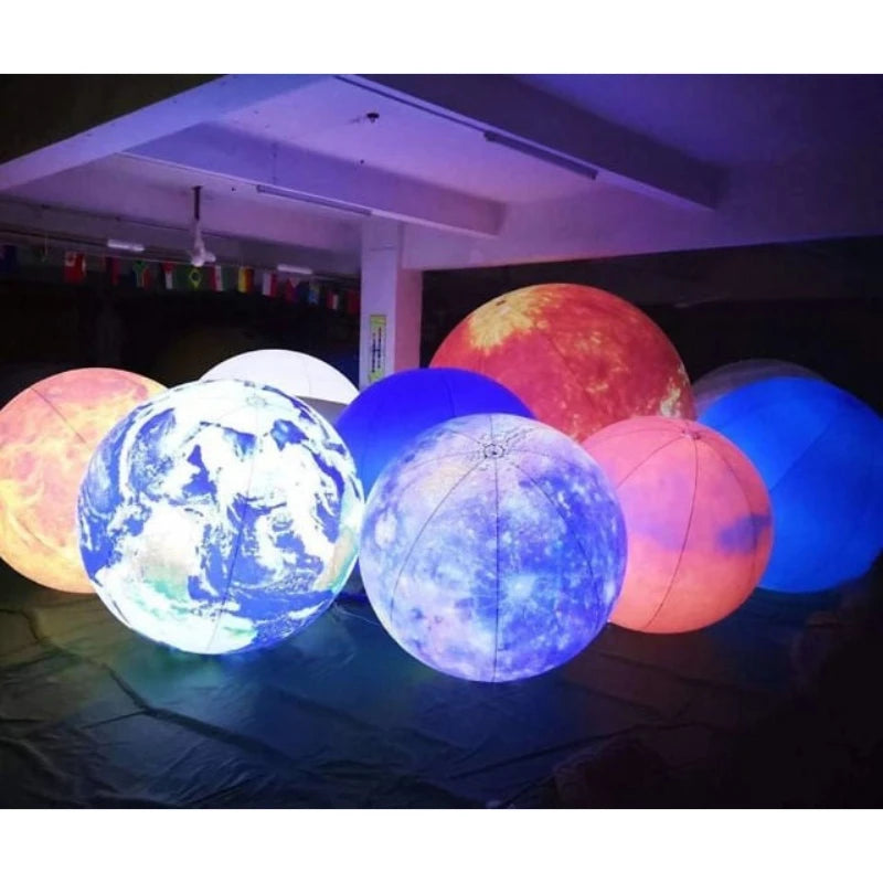 Giant LED Inflatable Solar System Planet Balloons Moon Earth Sun Jupiter Saturn Venus Mars for Party Event Stage Decoration