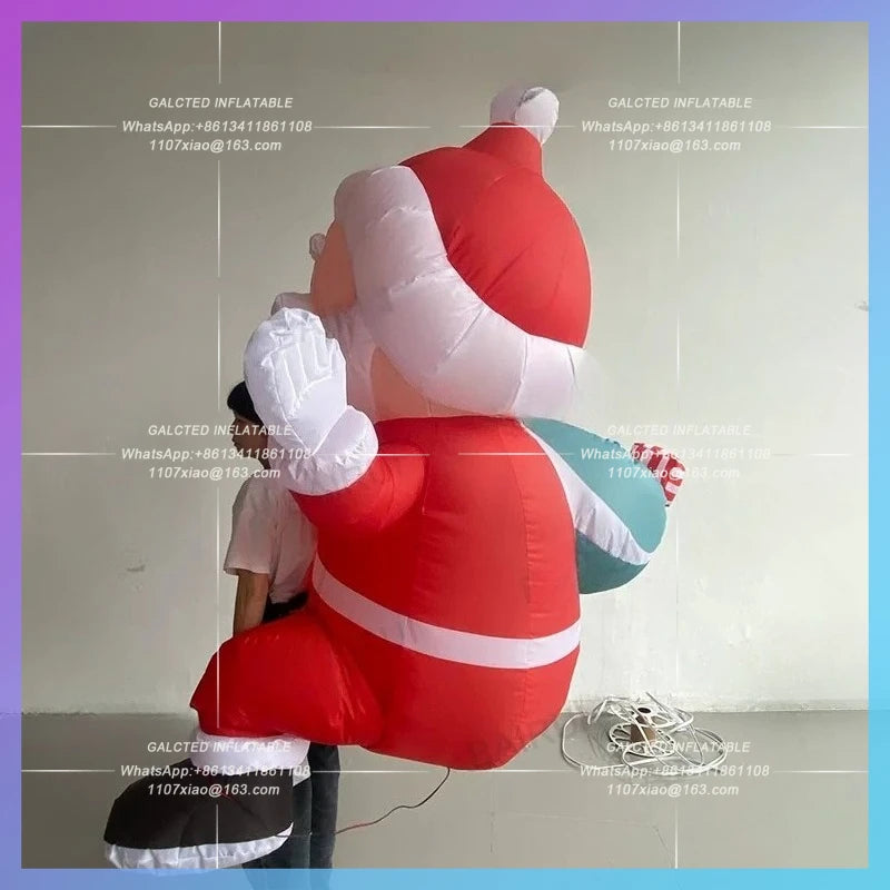 christmas festive decoration new year Walking move inflatable santa claus backpack old man parade cartoon man