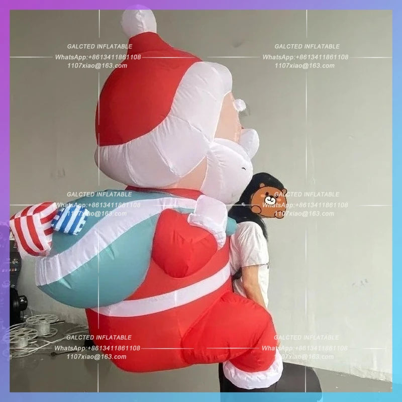 christmas festive decoration new year Walking move inflatable santa claus backpack old man parade cartoon man