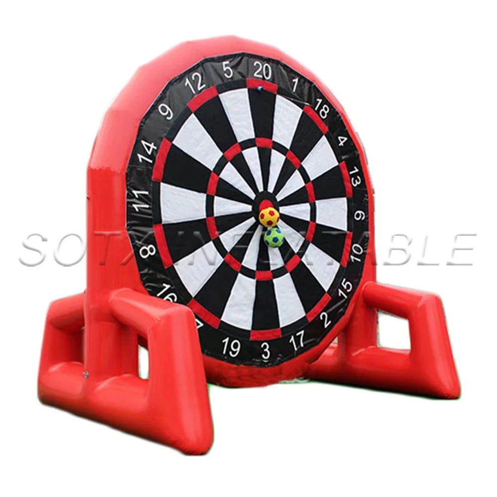 Outdoors Play Giant Commercial Occluded Inflatable Soccer dart Air Pump Football Darts Game With Sticky Balls For Backyard
