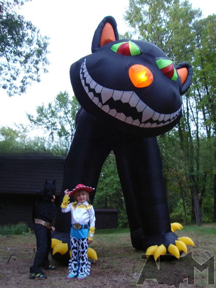 lovely animated 20ft good quality giant inflatable black cat for halloween decoration