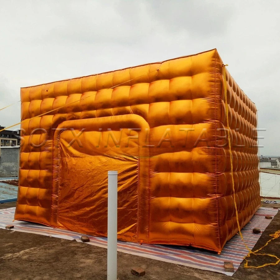 Toy Tent For Sale Portable Inflatable Golden Cube Tent Fashionable Air Square Party Tent Cubic Foldable Cheap Customized