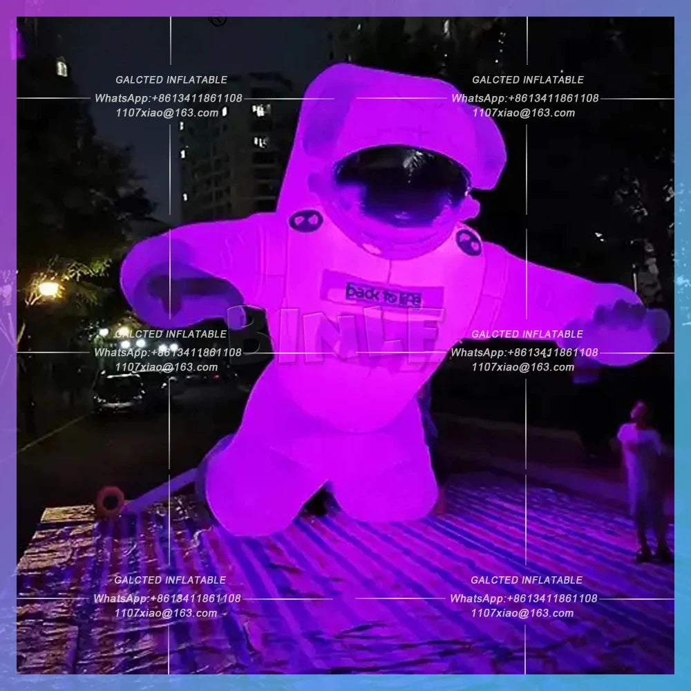Inflatable Alien Astronaut Spaceman Characters Advertising Giant  With LED Lights Flying Space Man For Party Decoration