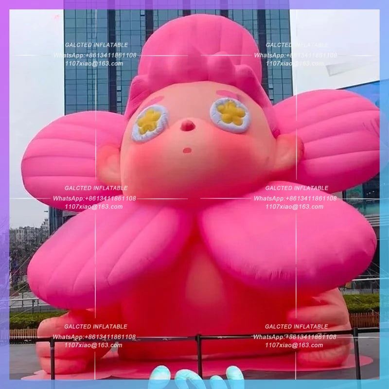 flower bears with air blower Pink inflatable cherry bloom bear cartoon balloon