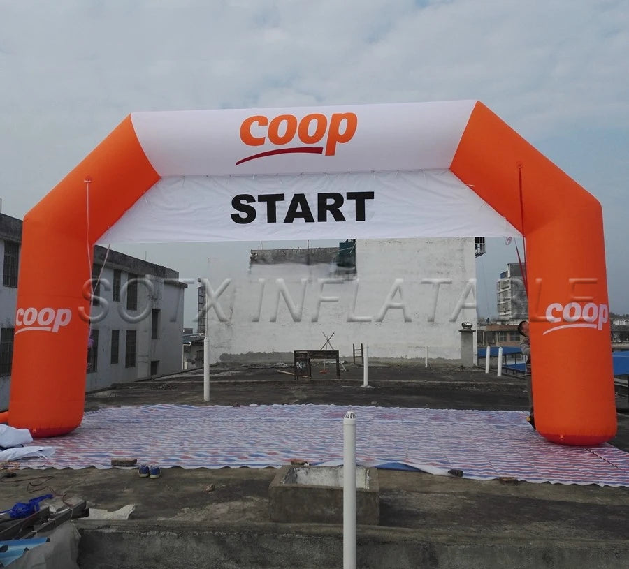 banner for Advertising Custom-made orange gantry structure beautiful event inflatables arch with removable FINISH and START