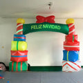 Christmas Gift Archway Outdoor Inflatable 4m Length Air Blown Xmas Candy Box Arch With Custom Printing For Entrance Decoration