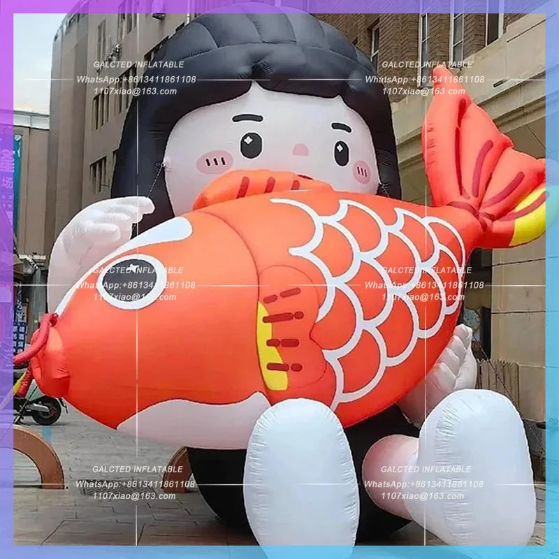 Lucky Girl this Chinese New Year shopping Inflatable Koi Girl Air Model mall in Chinatown lighting layout atmosphere