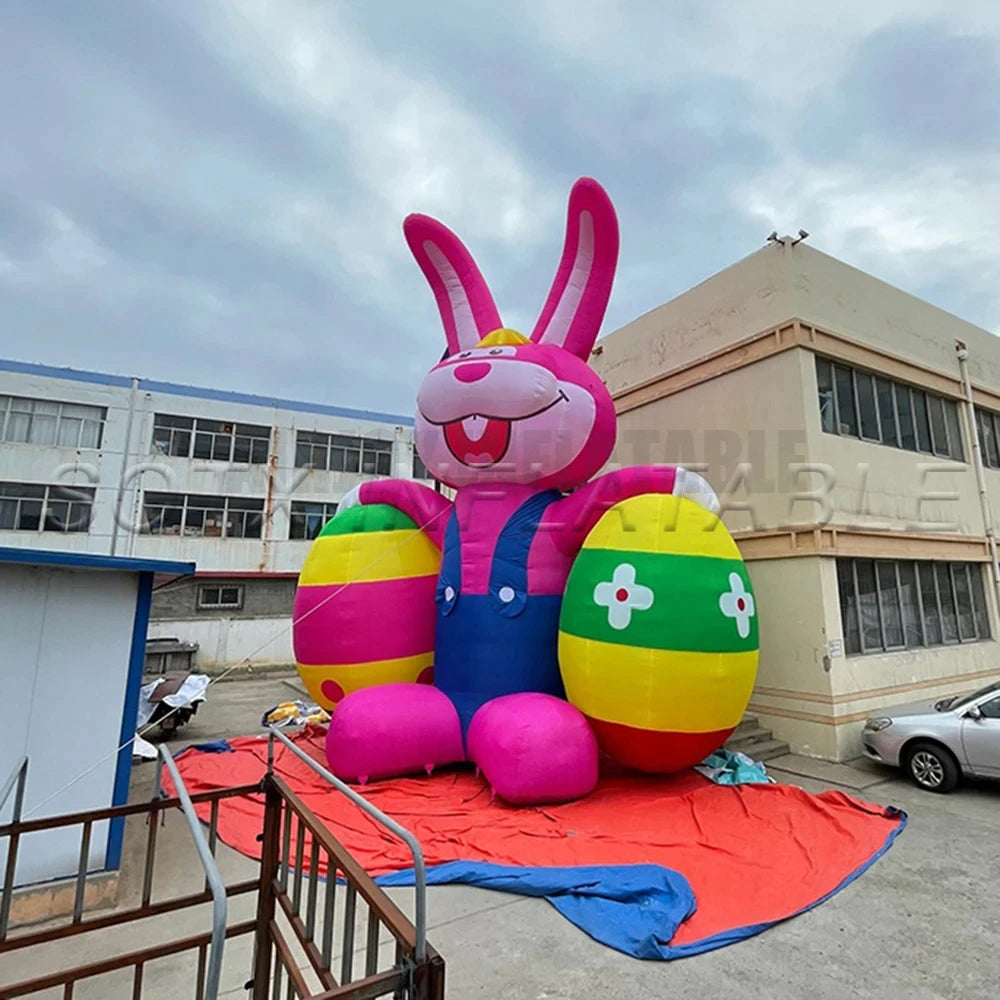 Easter decoration inflatable Easter Bunny with two eggs inflatable rabbit Easter eggs for advertising