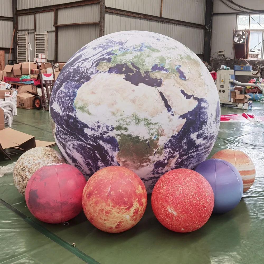 Oxford PVC Giant Inflatable Planets Balloons with LED Mars Saturn Jupiter Sun for Event Decoration