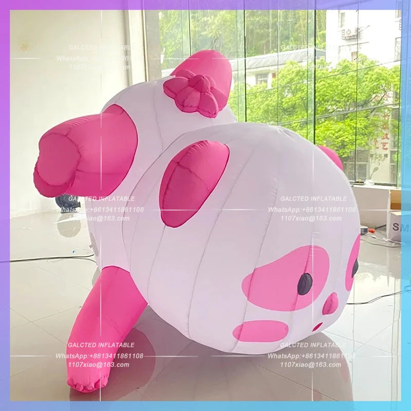 outdoor decoration with cute Inflatable Pink Panda model atmosphere for parent-child interaction on children's Day