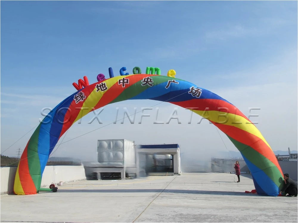 entrance rental Colorful round rainbow inflatable arch for event