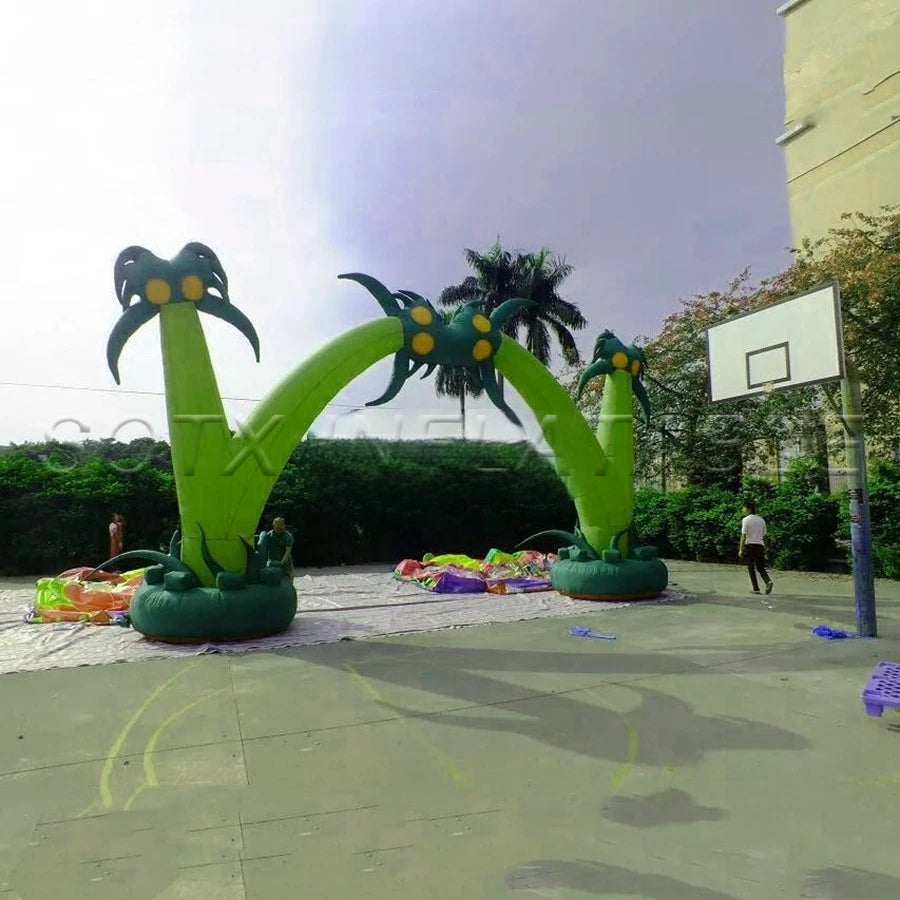 entrance for tourists Forest theme 10 m Wide inflatable coconut tree archway