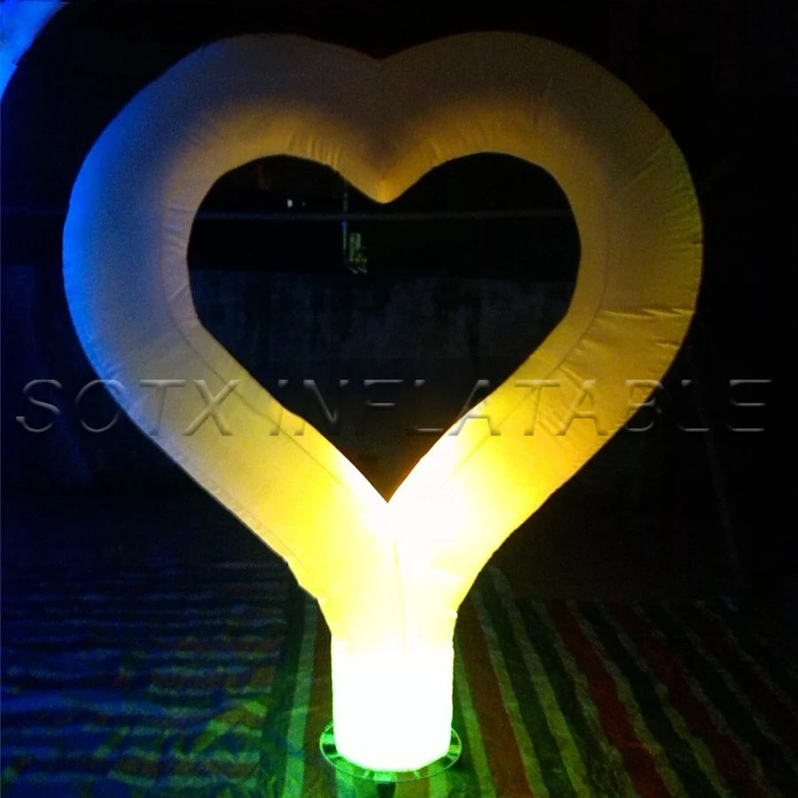 Valentine Decoration Changing led lighting Inflatable Heart model with base fan for Beautiful Romantic Wedding