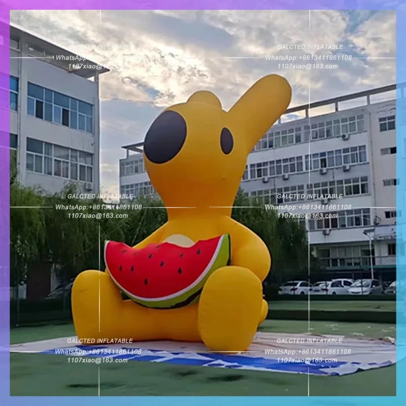 eat watermelons Meituan Inflatable Yellow Kangaroos sit and corporate mascot company event lights set up props