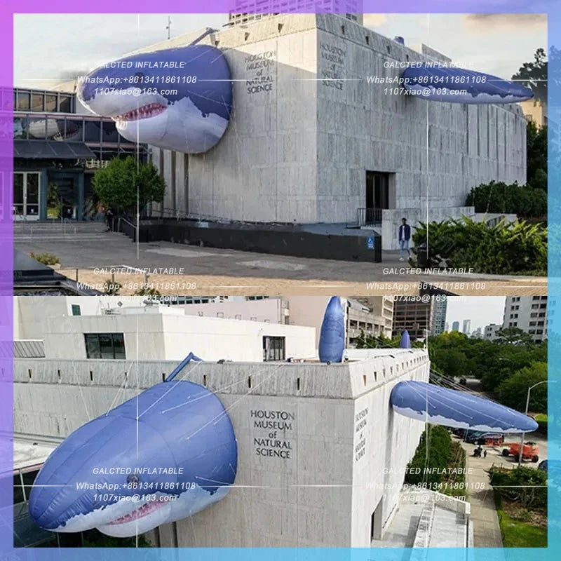 marine theme park marine creatures shark Inflatable cartoon simulated shark head air model whale facade climbing decoration
