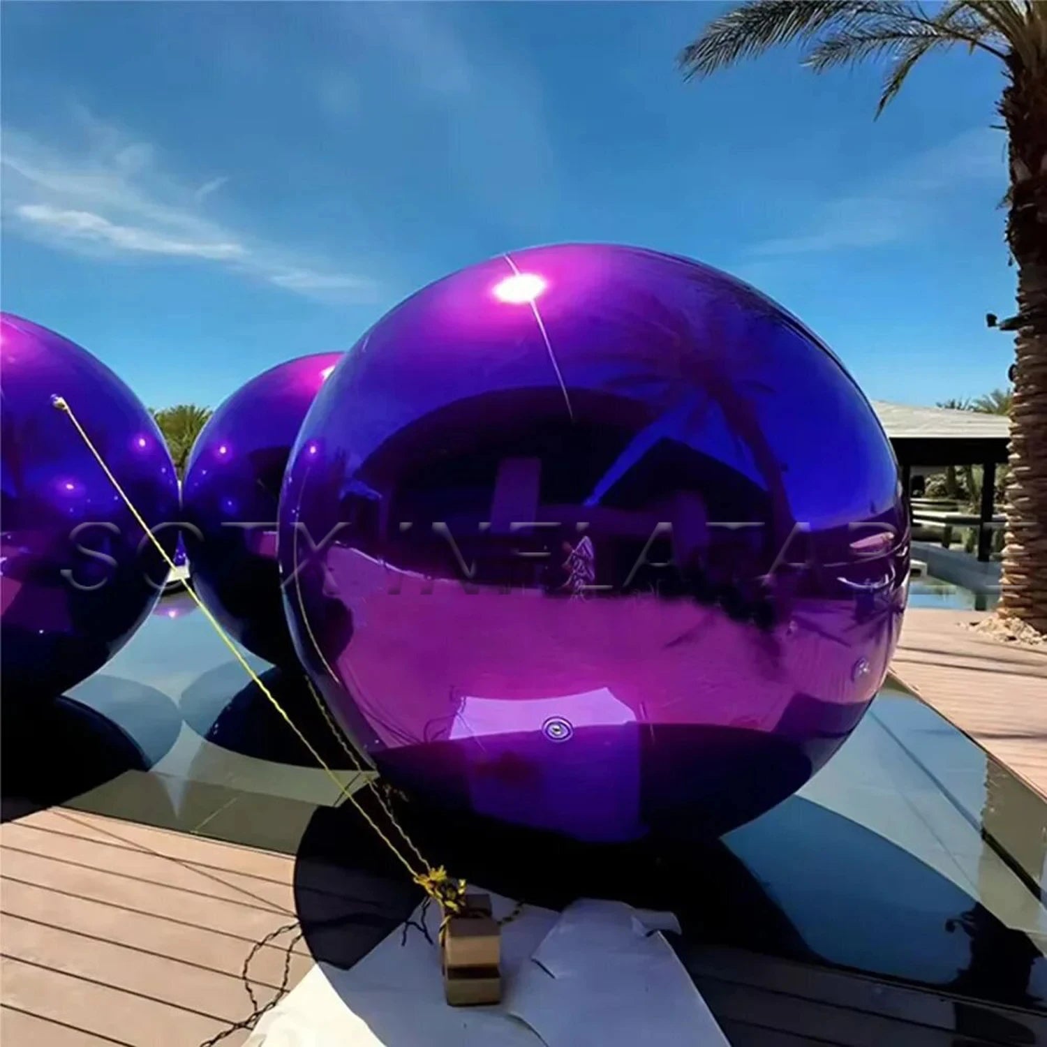 Event Decor Backdrops Giant Purple Inflatable Mirror Ball Chameleon Disco Mirror Balloon Air Sealed Hanging Spheres For Party