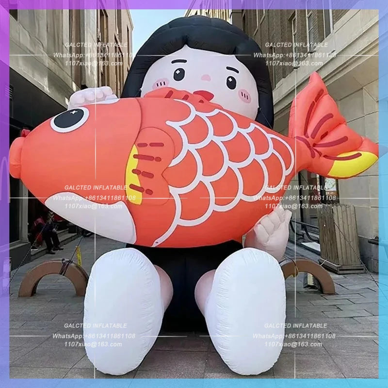 Lucky Girl this Chinese New Year shopping Inflatable Koi Girl Air Model mall in Chinatown lighting layout atmosphere
