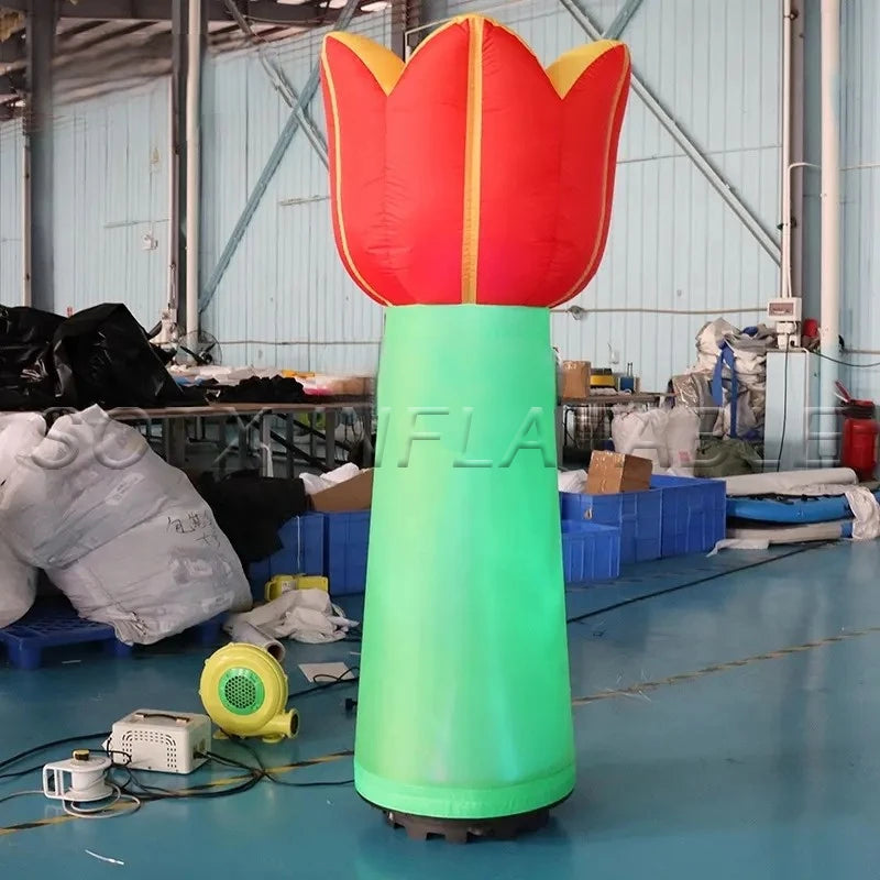 Park Events Advertising Giant Inflatable Flower Ground Decoration Inflatable Blossom Flower Model with Blower for Theme