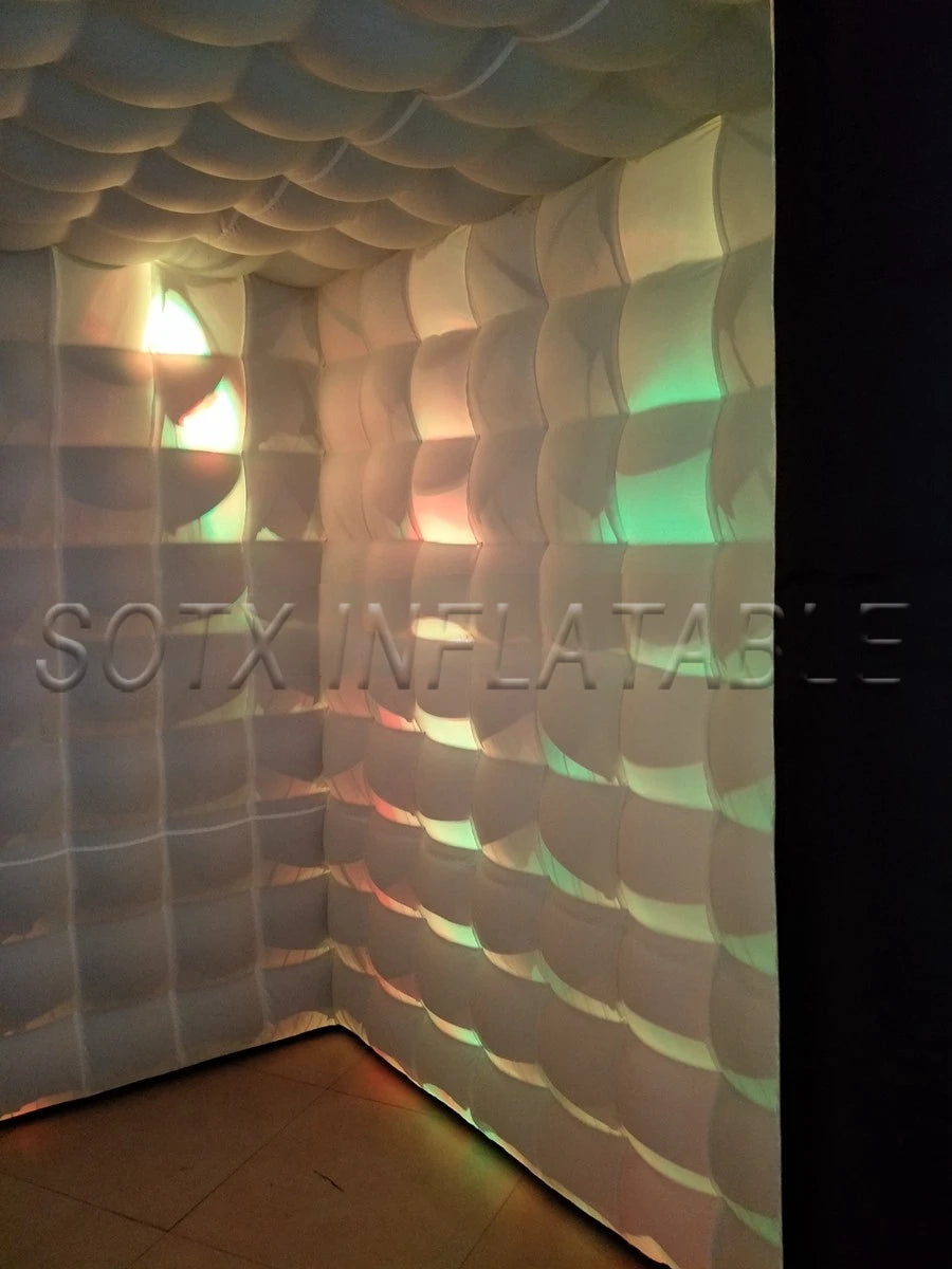 Spotlights Specail For Chile 2.4m White Inside Inflatable Photo Booth,Led Photo Backdrop,Social Booth Party Tent With Led