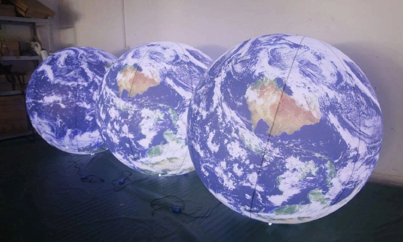 1.5m/5ft Inflatable Earth Inflatable Moon InflatableDecoration Giant Inflatable Planet with Led Light Hanging Decoration